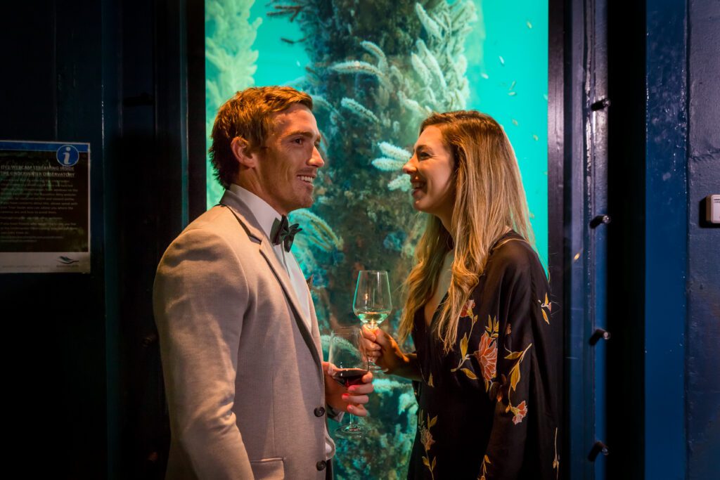 People dressed up in the Underwater Observatory